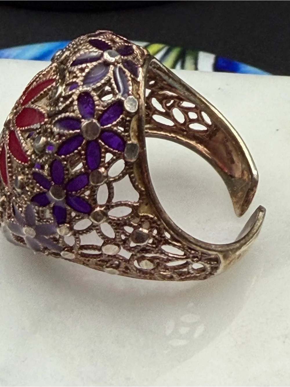 Gorgeous! 925 Sterling silver ring #S79 pink purple Dyadema sz 7
